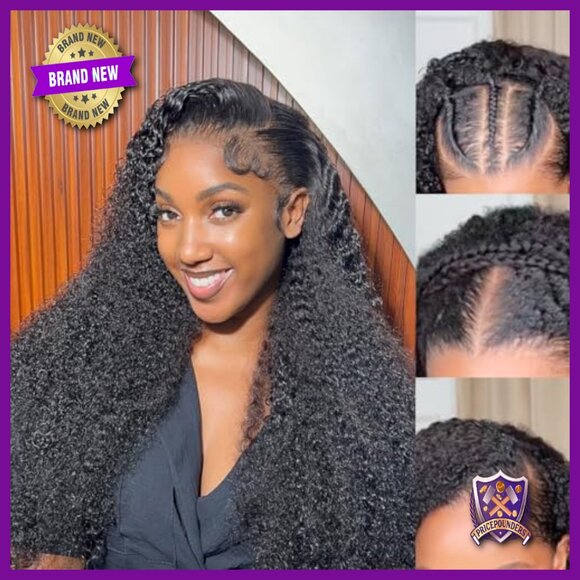 13x6 Lace Front Wig 100% Human Hair Kinky Curly 16 Inch Preplucked main image 6